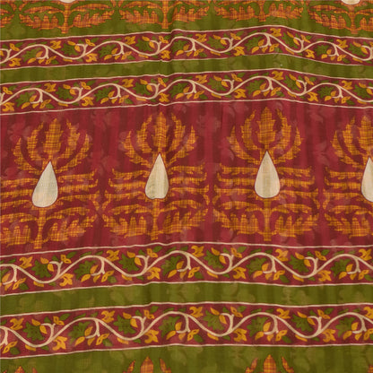 Sanskriti Vintage Sarees Green 100% Pure Cotton Printed Sari 5+yd Craft Sustainable Fabric