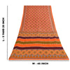 Sanskriti Vintage Sarees Orange 100% Pure Cotton Printed Sari 5+yd Craft Sustainable Fabric