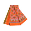 Sanskriti Vintage Sarees Orange 100% Pure Cotton Printed Sari 5+yd Craft Sustainable Fabric