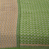 Sanskriti Vintage Sarees Indian Green Pure Cotton Printed Sari 5+yd Craft Sustainable Fabric