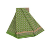 Sanskriti Vintage Sarees Indian Green Pure Cotton Printed Sari 5+yd Craft Sustainable Fabric