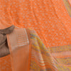 Sanskriti Vintage Sarees Indian Orange Pure Cotton Print Sari 5+yd Craft Sustainable Fabric