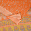 Sanskriti Vintage Sarees Indian Orange Pure Cotton Print Sari 5+yd Craft Sustainable Fabric
