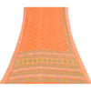 Sanskriti Vintage Sarees Indian Orange Pure Cotton Print Sari 5+yd Craft Sustainable Fabric