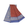 Sanskriti Vintage Sarees Red 100% Pure Cotton Printed Sari 5+yd Craft Sustainable Fabric