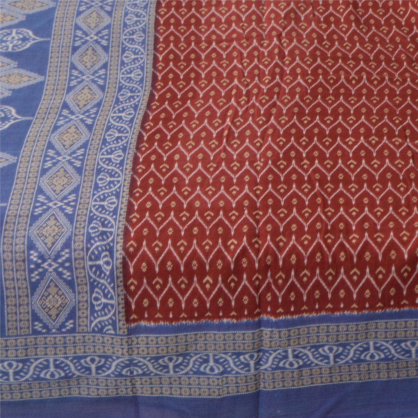 Sanskriti Vintage Sarees Red 100% Pure Cotton Printed Sari 5+yd Craft Sustainable Fabric