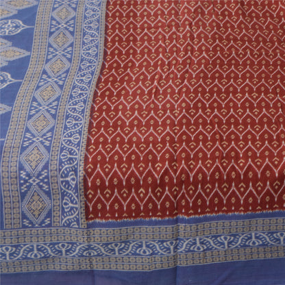 Sanskriti Vintage Sarees Red 100% Pure Cotton Printed Sari 5+yd Craft Sustainable Fabric