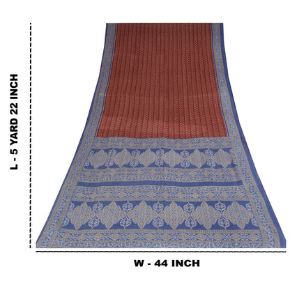 Sanskriti Vintage Sarees Red 100% Pure Cotton Printed Sari 5+yd Craft Sustainable Fabric