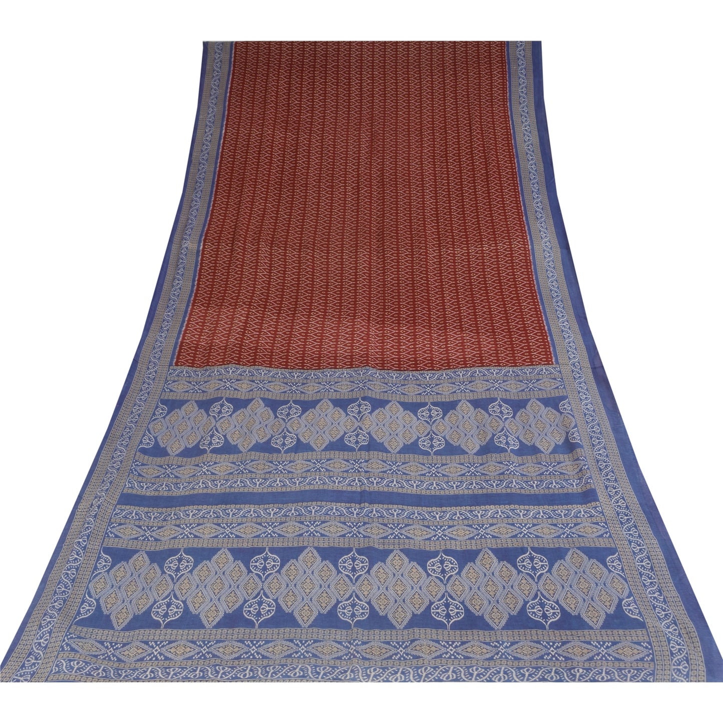 Sanskriti Vintage Sarees Red 100% Pure Cotton Printed Sari 5+yd Craft Sustainable Fabric