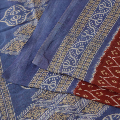 Sanskriti Vintage Sarees Red 100% Pure Cotton Printed Sari 5+yd Craft Sustainable Fabric