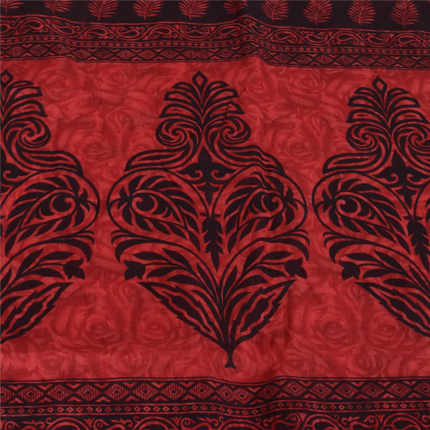 Санскритские винтажные сари индийское красное чистое хлопковое сари с принтом 5+ ярдов ремесленная устойчивая ткань