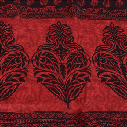 Санскритские винтажные сари индийское красное чистое хлопковое сари с принтом 5+ ярдов ремесленная устойчивая ткань