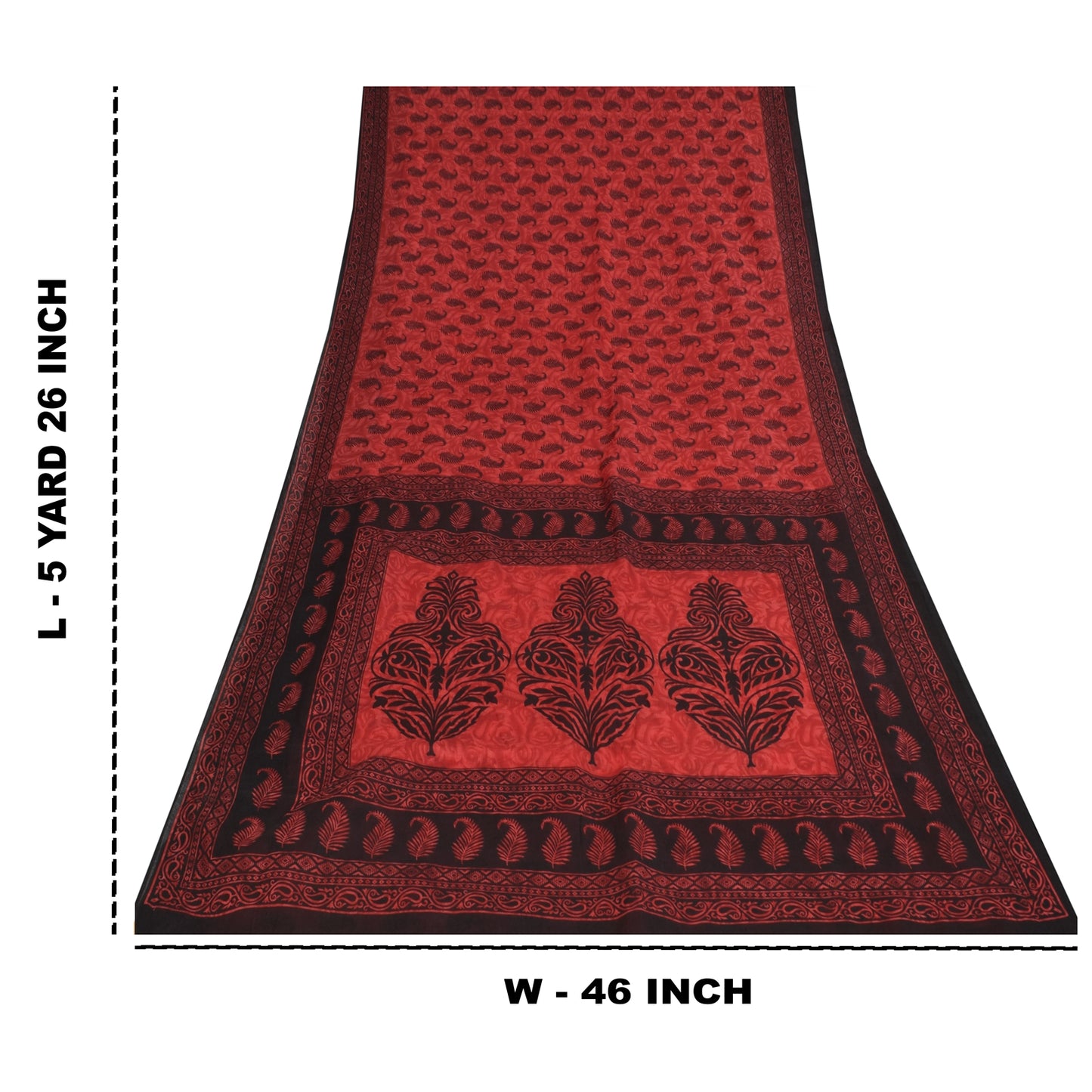 Санскритские винтажные сари индийское красное чистое хлопковое сари с принтом 5+ ярдов ремесленная устойчивая ткань