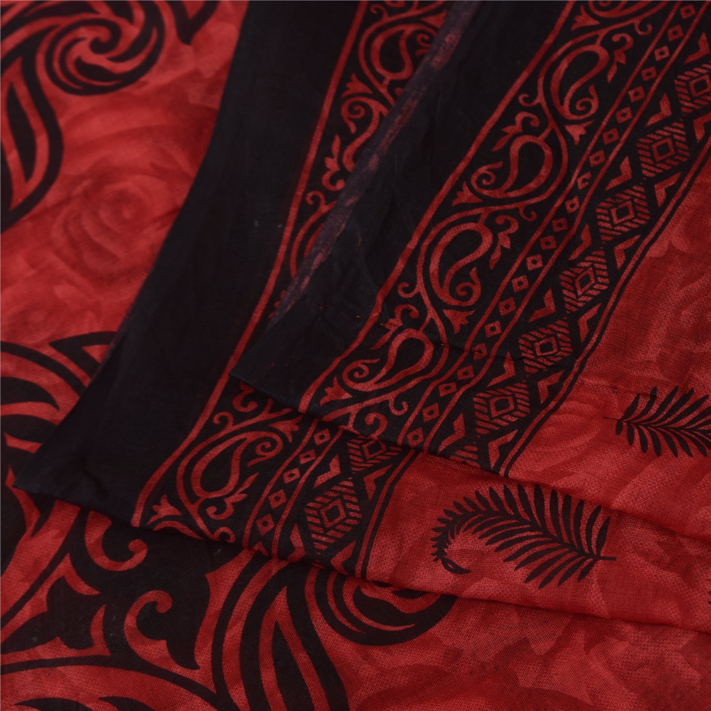 Санскритские винтажные сари индийское красное чистое хлопковое сари с принтом 5+ ярдов ремесленная устойчивая ткань