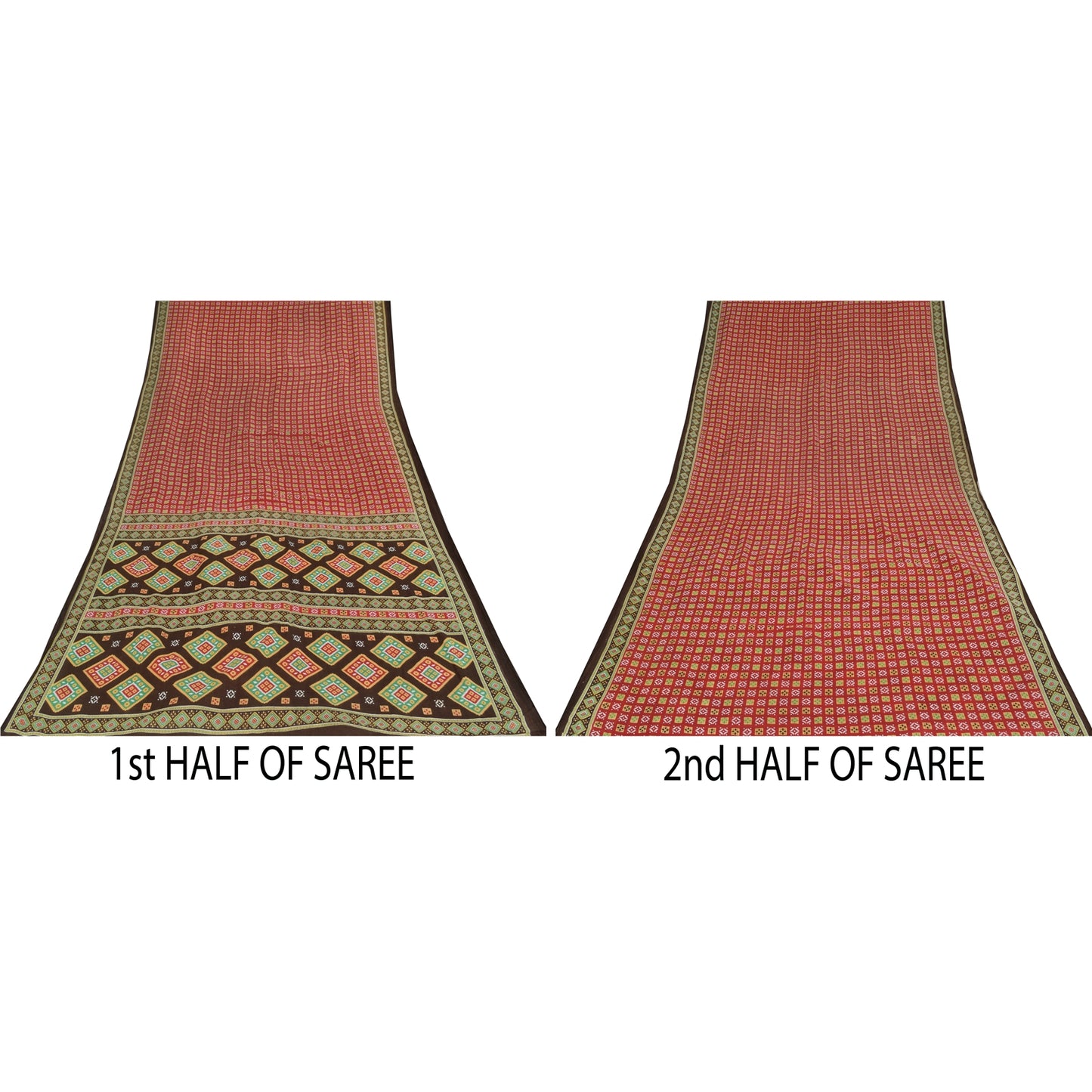 Sanskriti Vintage Sarees Indian Red Pure Cotton Printed Sari 5+yd Craft Sustainable Fabric