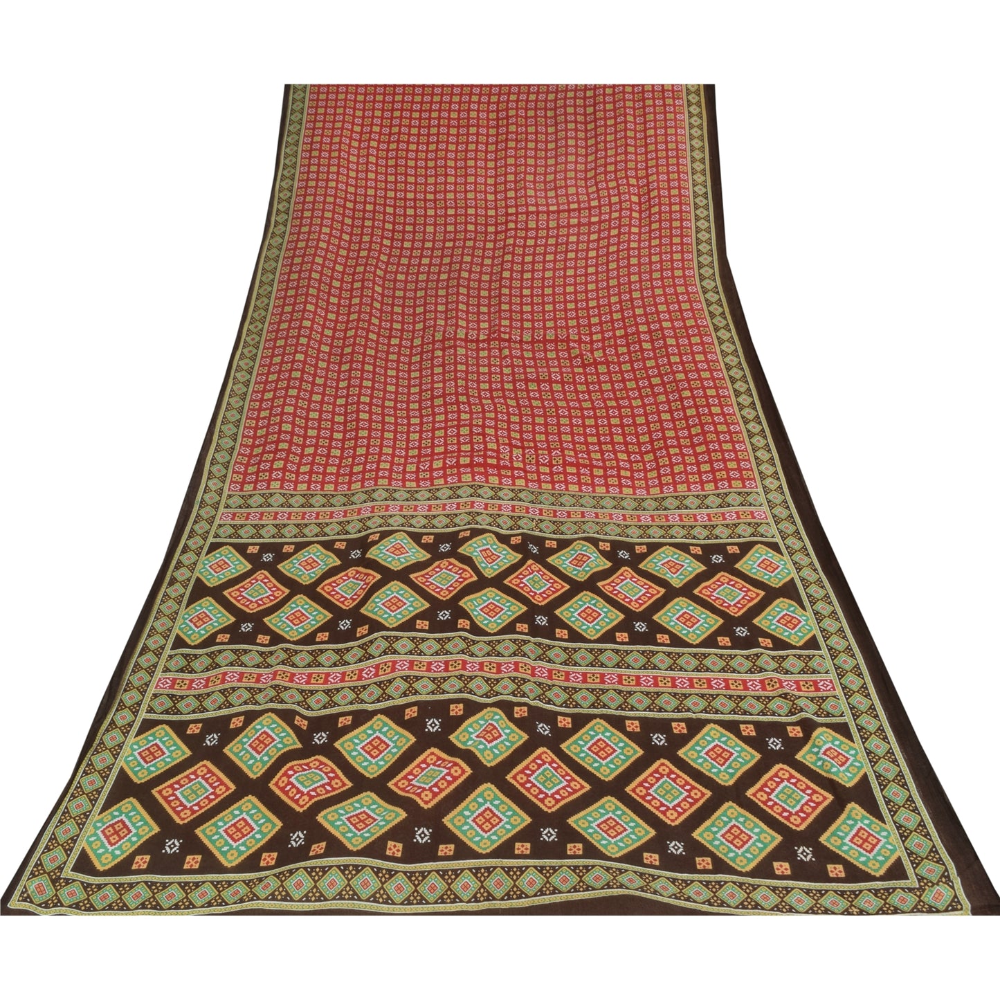 Sanskriti Vintage Sarees Indian Red Pure Cotton Printed Sari 5+yd Craft Sustainable Fabric