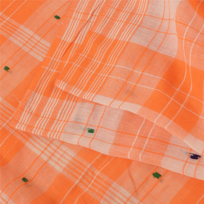 Sanskriti Vintage Sarees Orange Indian Pure Cotton Woven Sari 5+yd Craft Fabric