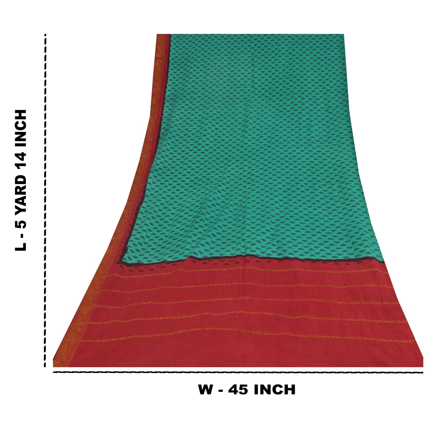 Sanskriti Vintage Sarees Green Pure Cotton Printed & Zari Woven 5+ydCraft Sustainable Fabric