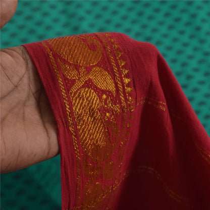 Sanskriti Vintage Sarees Green Pure Cotton Printed & Zari Woven 5+ydCraft Sustainable Fabric