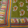 Sanskriti Vintage Sarees Indian Green Pure Cotton Printed Sari 5+yd Craft Sustainable Fabric