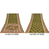 Sanskriti Vintage Sarees Indian Green Pure Cotton Printed Sari 5+yd Craft Sustainable Fabric