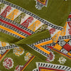 Sanskriti Vintage Sarees Indian Green Pure Cotton Printed Sari 5+yd Craft Sustainable Fabric