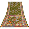 Sanskriti Vintage Sarees Indian Green Pure Cotton Printed Sari 5+yd Craft Sustainable Fabric