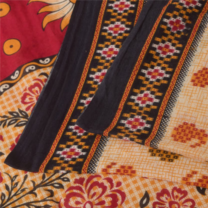 Sanskriti Vintage Sarees Indian Peach Pure Cotton Print Sari 5+yd Craft Sustainable Fabric