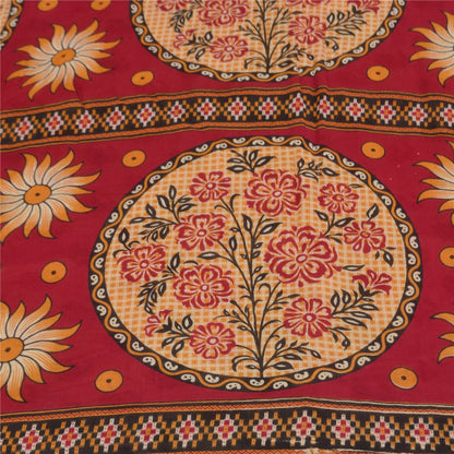 Sanskriti Vintage Sarees Indian Peach Pure Cotton Print Sari 5+yd Craft Sustainable Fabric