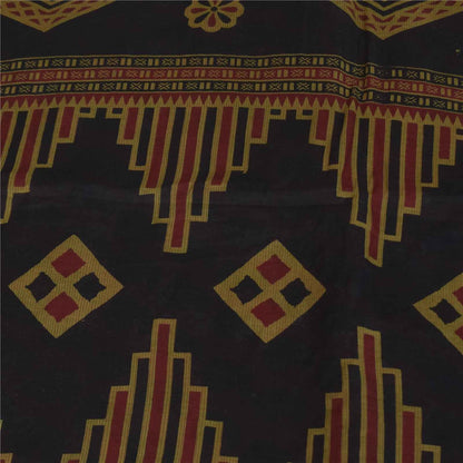 Sanskriti Vintage Sarees Indian Red Pure Cotton Printed Sari 5+yd Craft Fabric