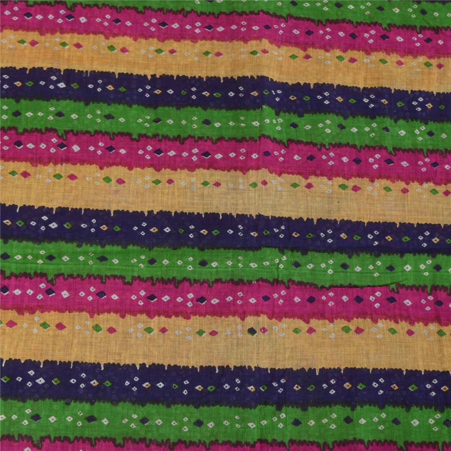 Sanskriti Vintage Sarees Purple Bandhani PrintPure Cotton Sari 5+yd Craft Fabric