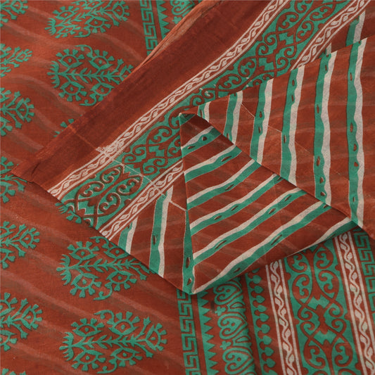 Sanskriti Vintage Sarees Multicolor Pure Cotton Printed Sari 5+yd Craft Fabric