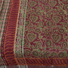 Sanskriti Vintage Sarees Purple Hand Block Printed Pure Cotton Sari 6+yd Fabric
