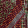 Sanskriti Vintage Sarees Purple Hand Block Printed Pure Cotton Sari 6+yd Fabric