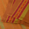 Sanskriti Vintage Sarees Saffron Pure Cotton Hand Woven Sari 5+yd Craft Fabric