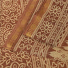 Sanskriti Vintage Sarees Peach & Brown Pure Cotton Print Sari 5+yd Craft Fabric