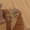Sanskriti Vintage Sarees Peach & Brown Pure Cotton Print Sari 5+yd Craft Fabric