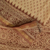 Sanskriti Vintage Sarees Peach & Brown Pure Cotton Print Sari 5+yd Craft Fabric
