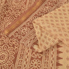 Sanskriti Vintage Sarees Peach & Brown Pure Cotton Print Sari 5+yd Craft Fabric