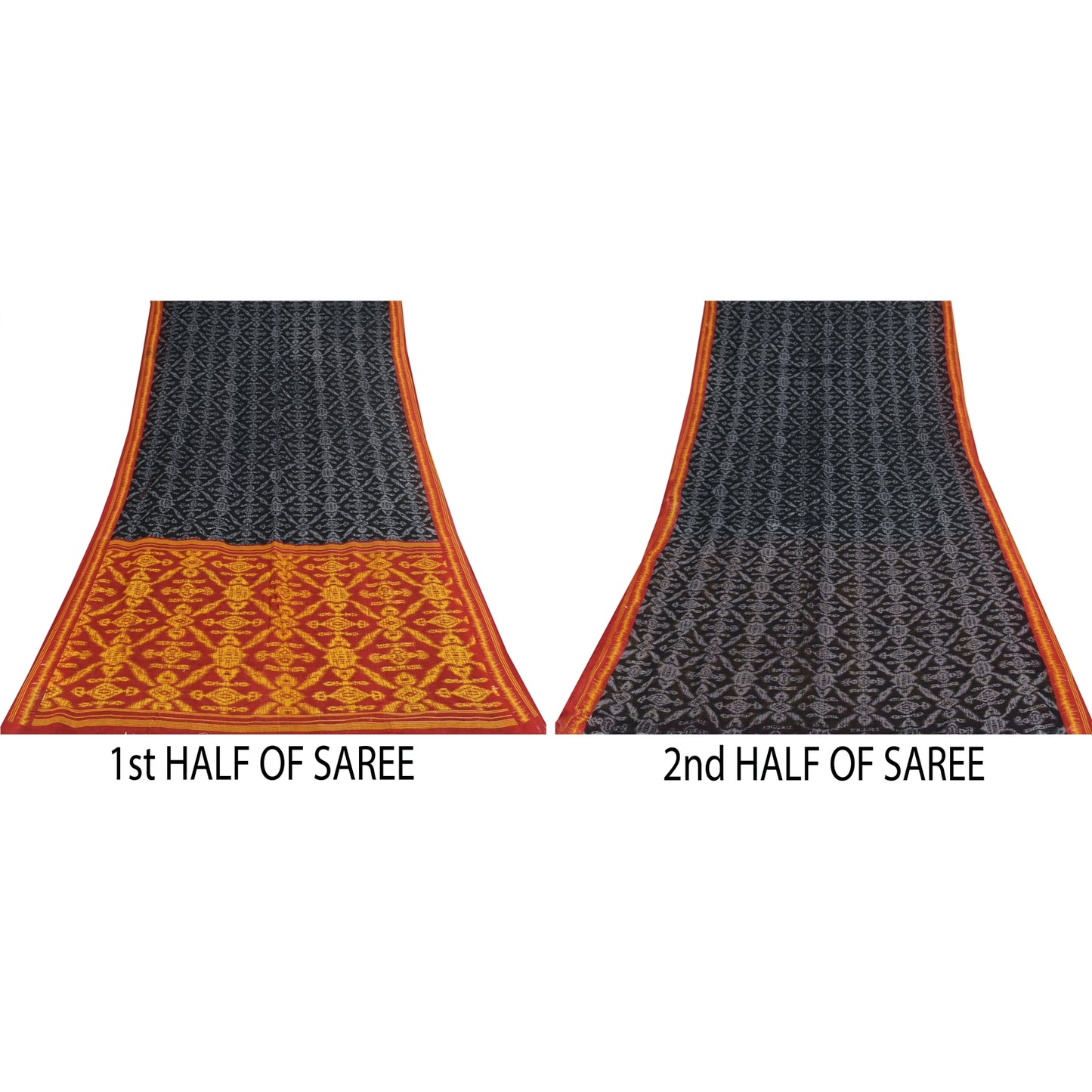 Sanskriti Vintage Sarees Indian Black Pure Cotton Printed Sari 5+yd Craft Fabric