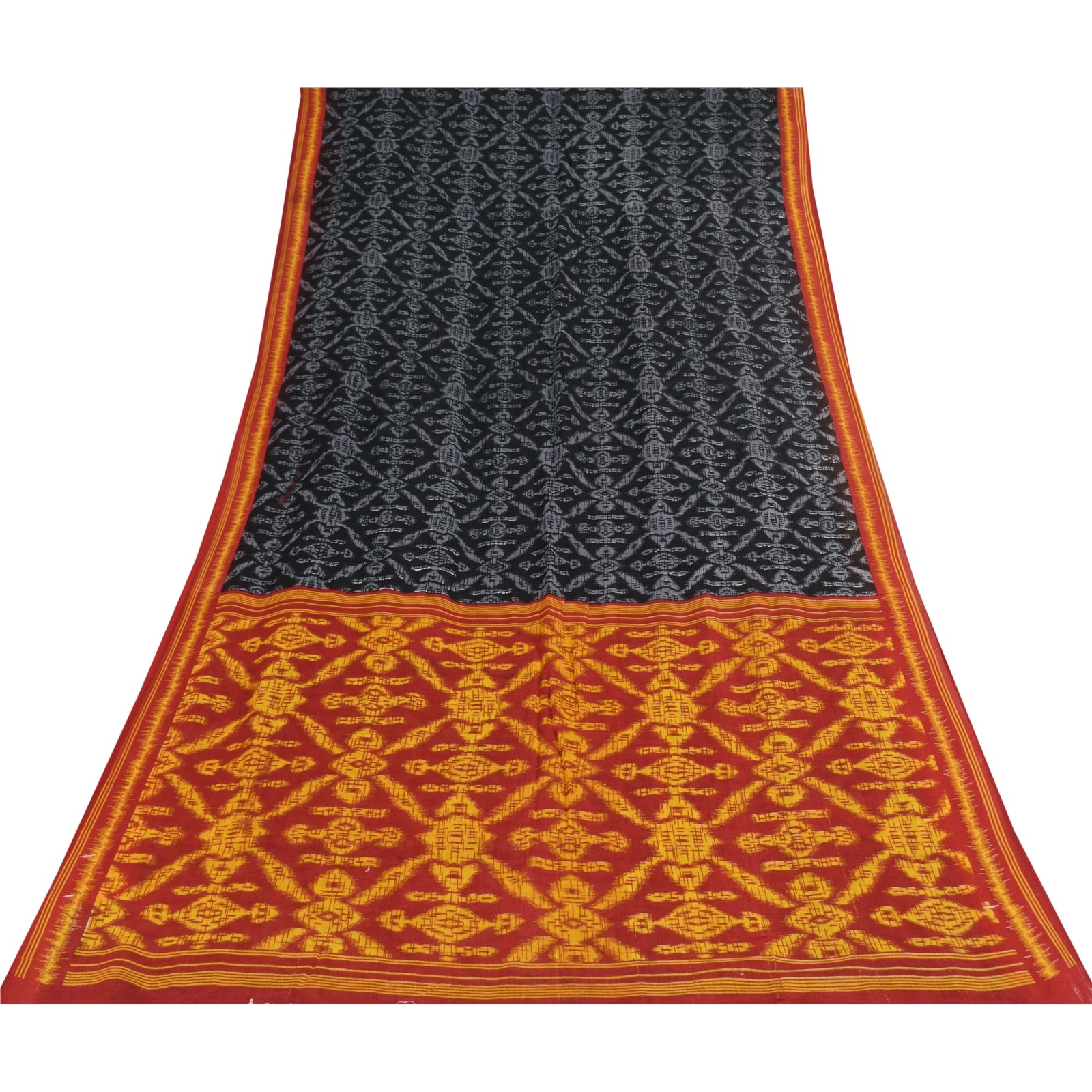 Sanskriti Vintage Sarees Indian Black Pure Cotton Printed Sari 5+yd Craft Fabric