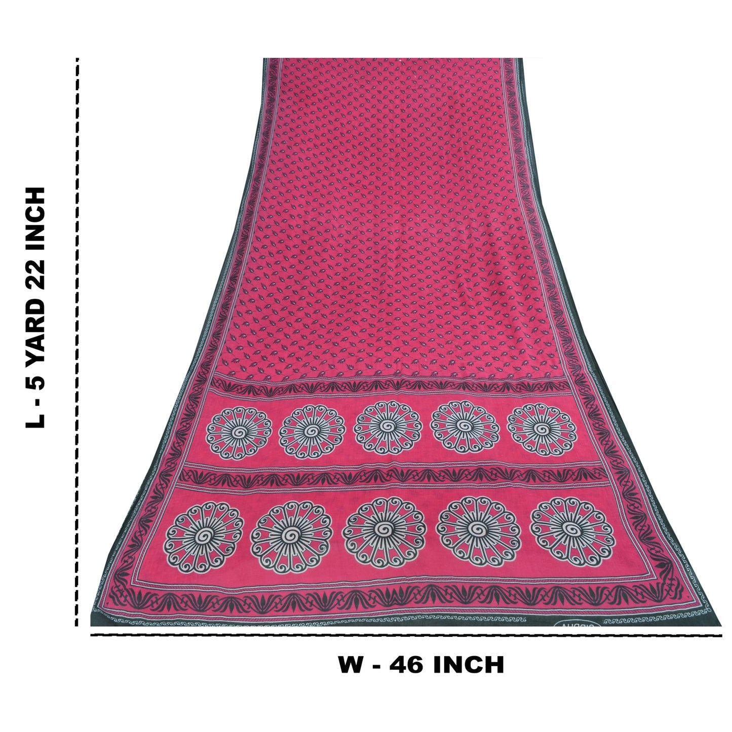 Sanskriti Vintage Sarees Indian Pink Pure Cotton Printed Sari 5+yd Craft Fabric