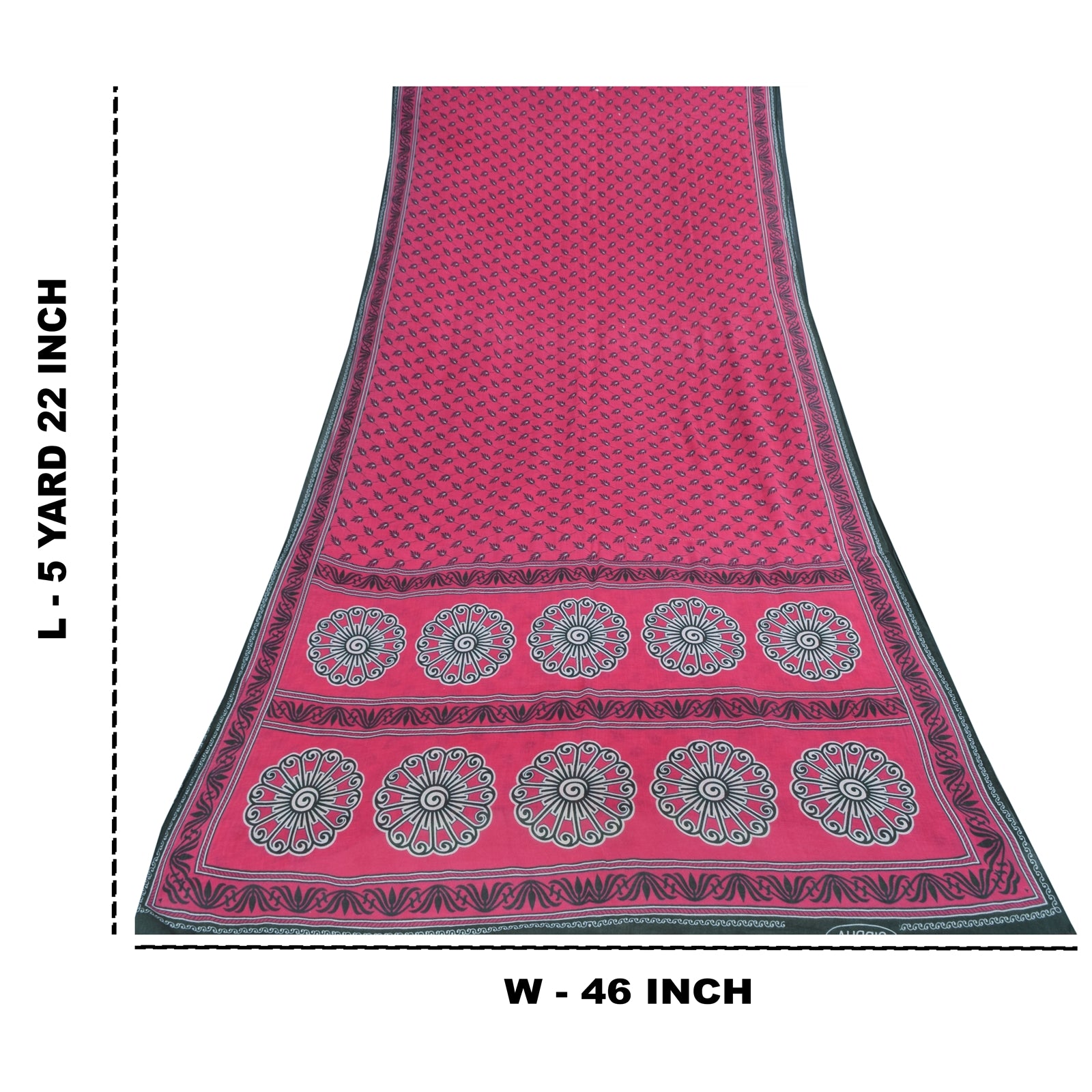 Sanskriti Vintage Sarees Indian Pink Pure Cotton Printed Sari 5+yd Craft Fabric