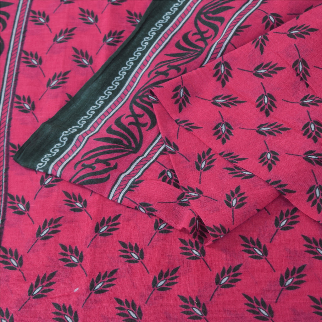 Sanskriti Vintage Sarees Indian Pink Pure Cotton Printed Sari 5+yd Craft Fabric