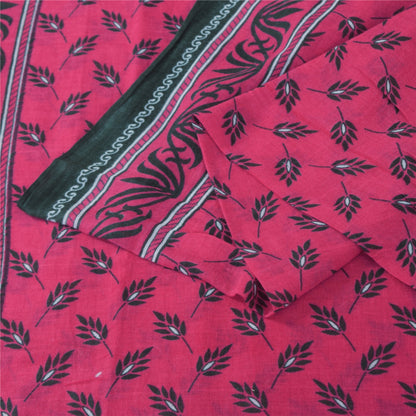 Sanskriti Vintage Sarees Indian Pink Pure Cotton Printed Sari 5+yd Craft Fabric