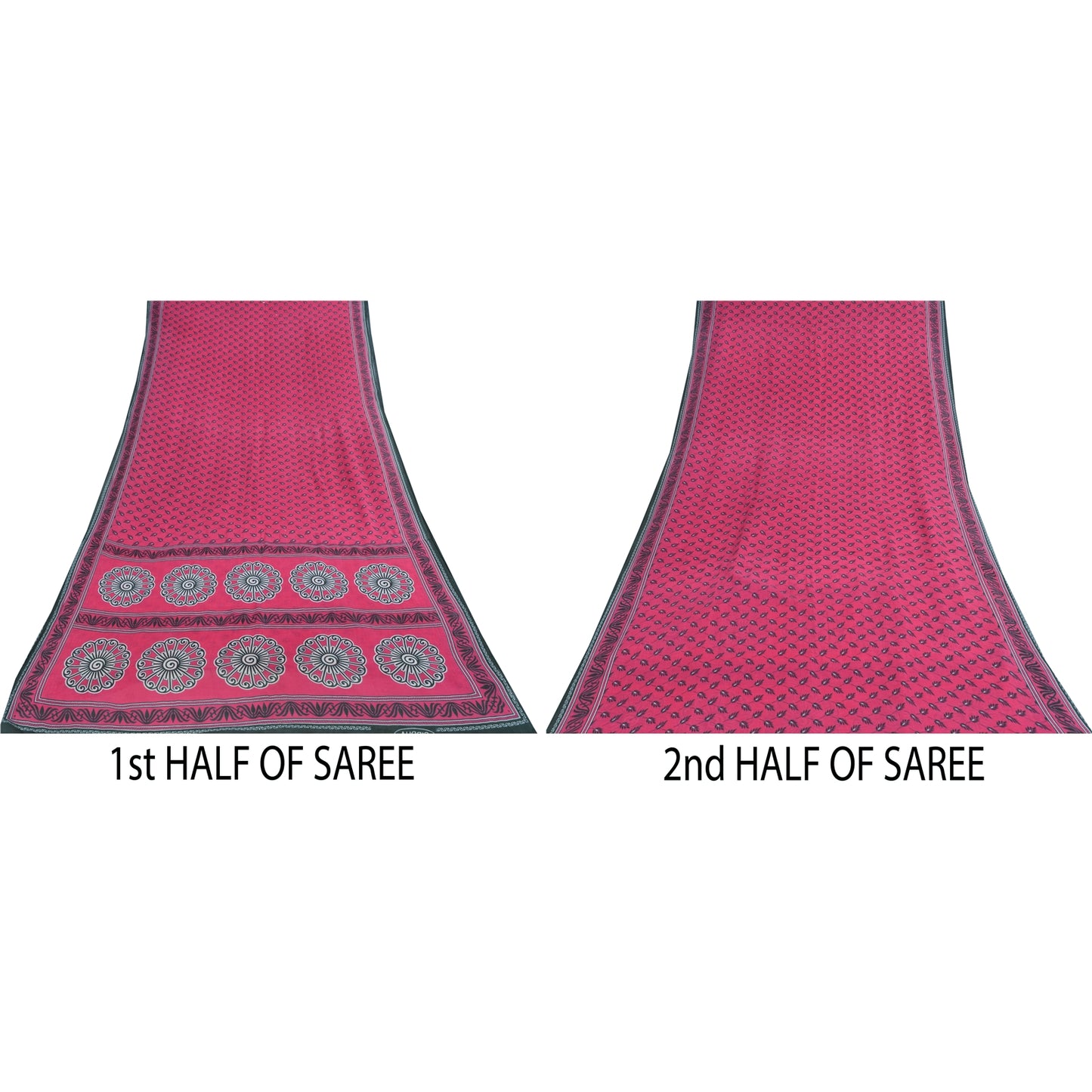 Sanskriti Vintage Sarees Indian Pink Pure Cotton Printed Sari 5+yd Craft Fabric