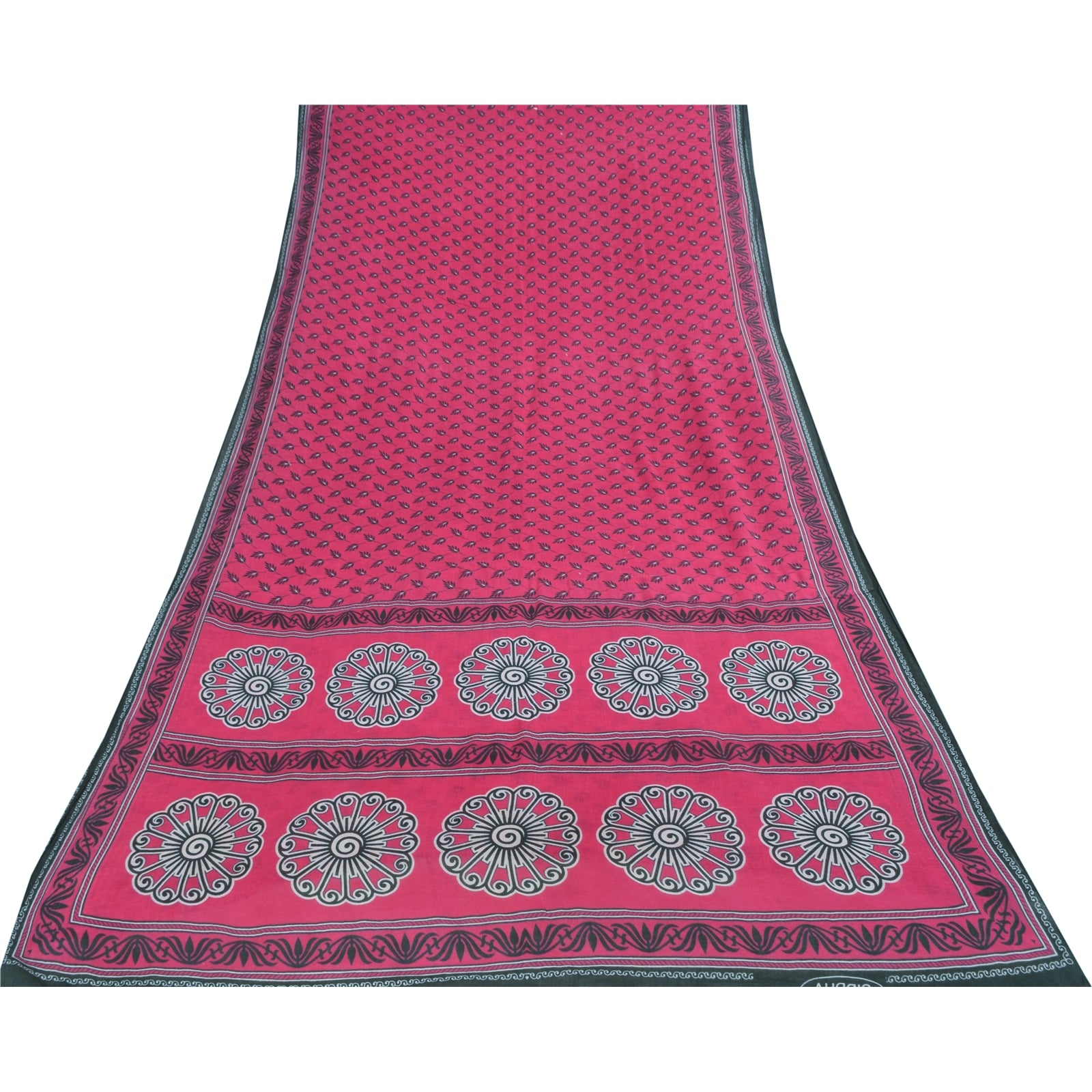 Sanskriti Vintage Sarees Indian Pink Pure Cotton Printed Sari 5+yd Craft Fabric