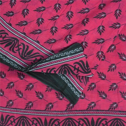 Sanskriti Vintage Sarees Indian Pink Pure Cotton Printed Sari 5+yd Craft Fabric