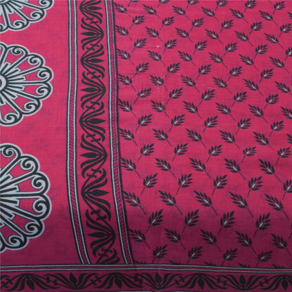 Sanskriti Vintage Sarees Indian Pink Pure Cotton Printed Sari 5+yd Craft Fabric