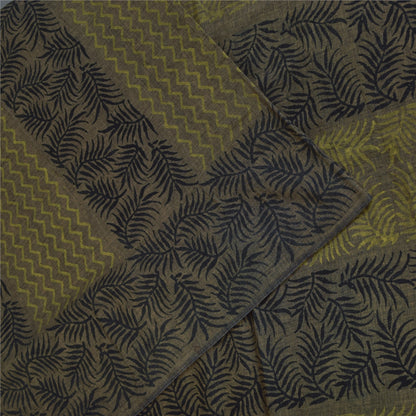 Sanskriti Vintage Sarees Indian Green Pure Cotton Printed Sari 5+yd Craft Fabric